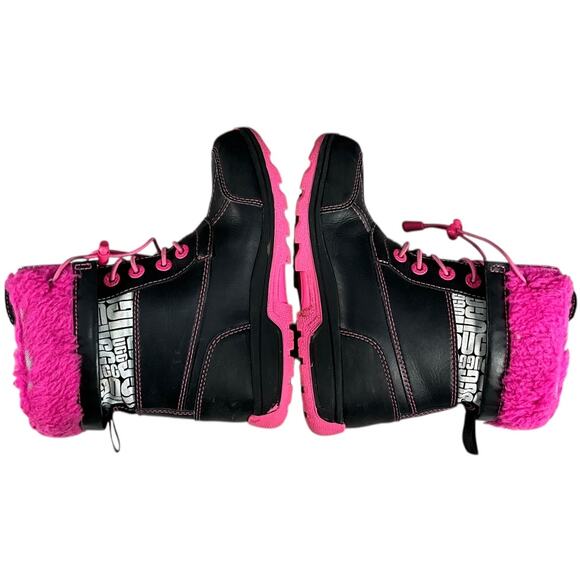 UGG Kids Waterproof Winter Boots Black Pink Fur Lined Lace Up Size 13 Outdoors - Picture 13 of 13